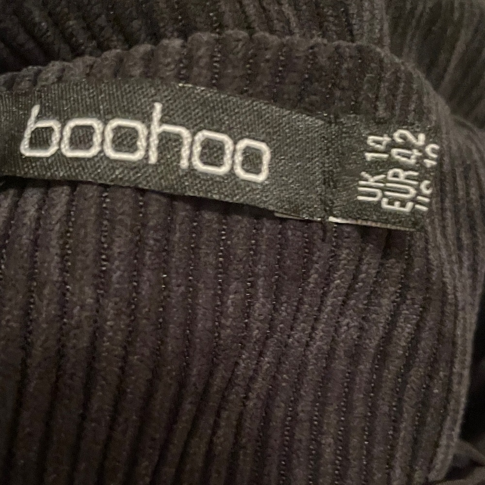 Boohoo Dark Corduroy Black Jacket Full Zip Biker casual
